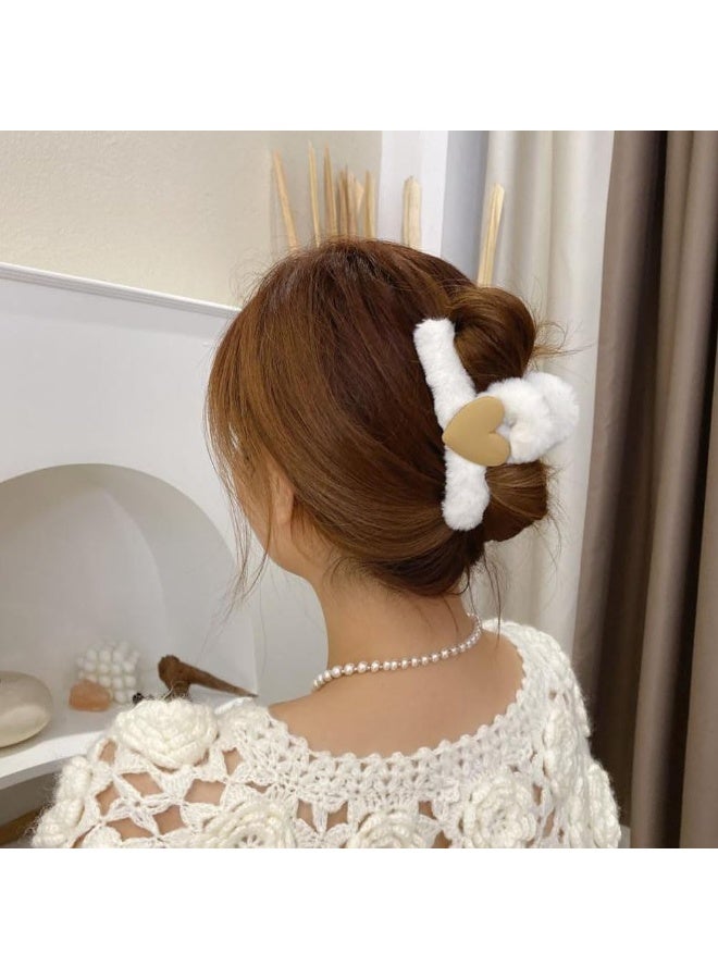 CLENEA 3 PCS Furry Hair Claw Clips for Thick Hair, Cute Fur Non Slip Large Hair Jaw Clips Hair Barrettes Fuzzy Stylish Curly Hair Accessories for Women and Girls - Image 5